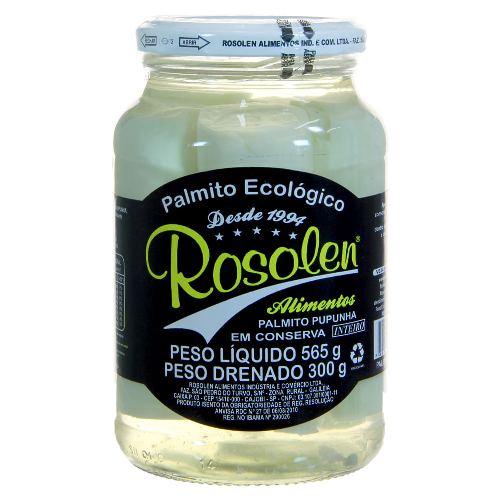 Palmito Rosolen 300g Vidro