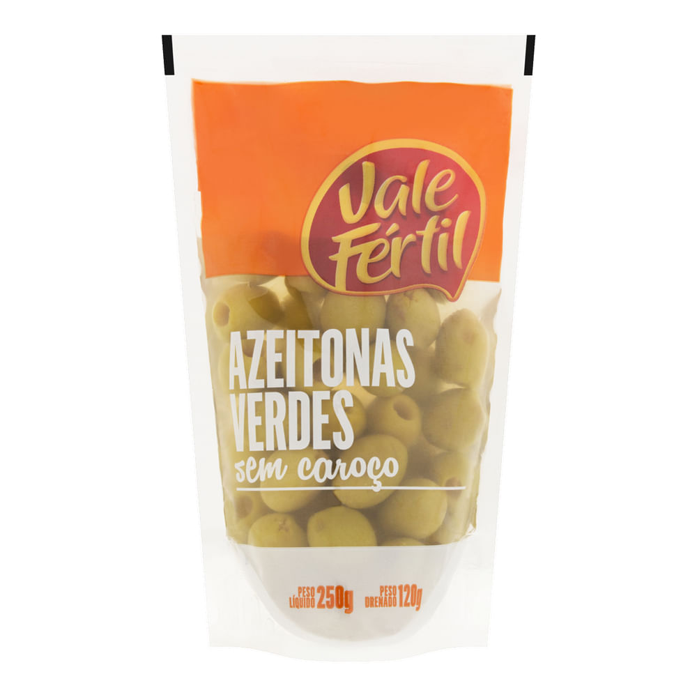 Azeitona Verde 120g Sem Caroço Sachê Vale Fértil