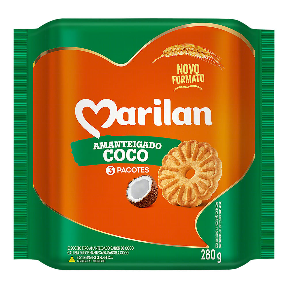 Biscoito Amanteigado Marilan Coco 280g