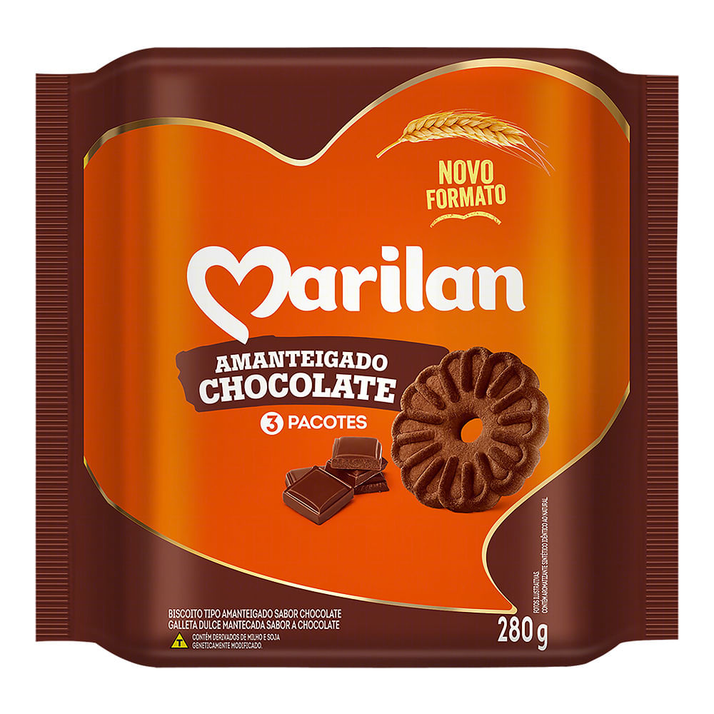 Biscoito Amanteigado Marilan 280g Chocolate