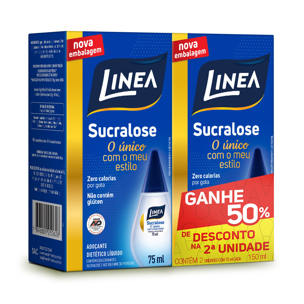 Adoçante Líquido Linea 75ml Sucralose 50% Desconto 2 Unidade