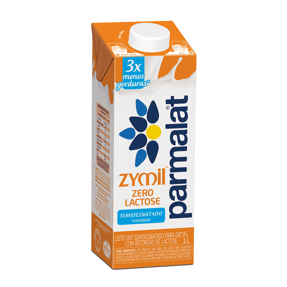 Leite Longa Vida Parmalat Zymil 1L Sem Lactose Semi Desnat