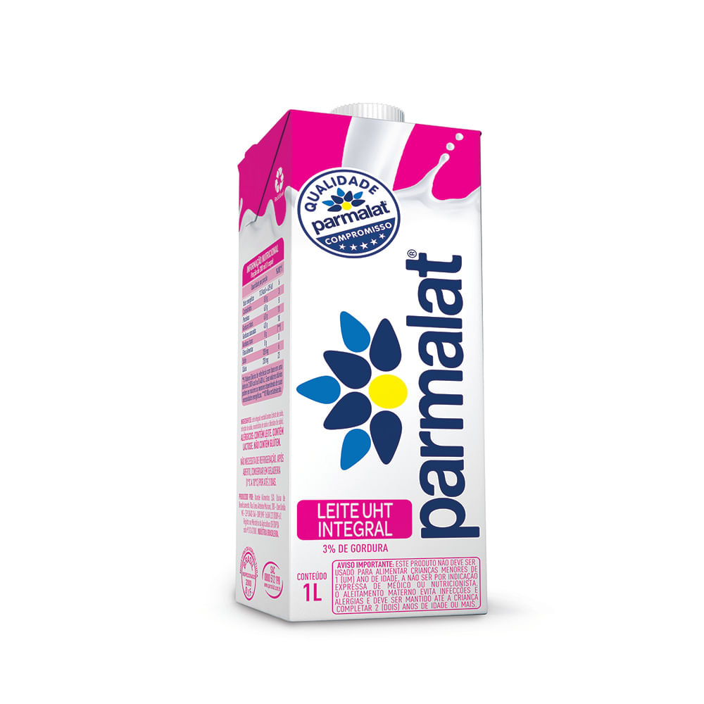 Leite Longa Vida Parmalat 1L Integral Com Tampa