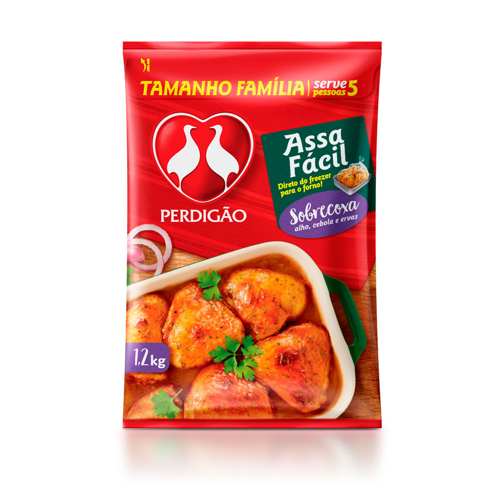 Sobrecoxa Frango Perdigao 1,2kg Temperada Assa Facil