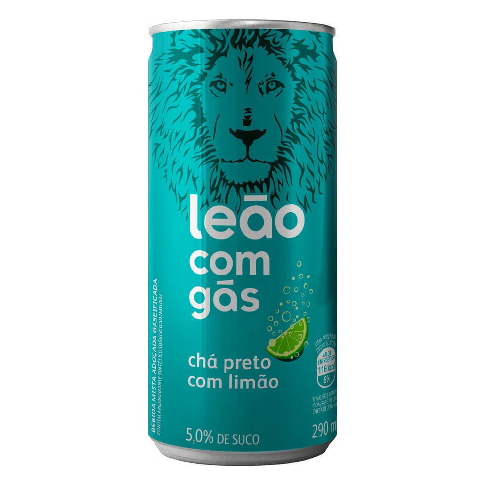 Chá Com Gás Ice Tea Leão Sabor Limão Zero LATA 290ML