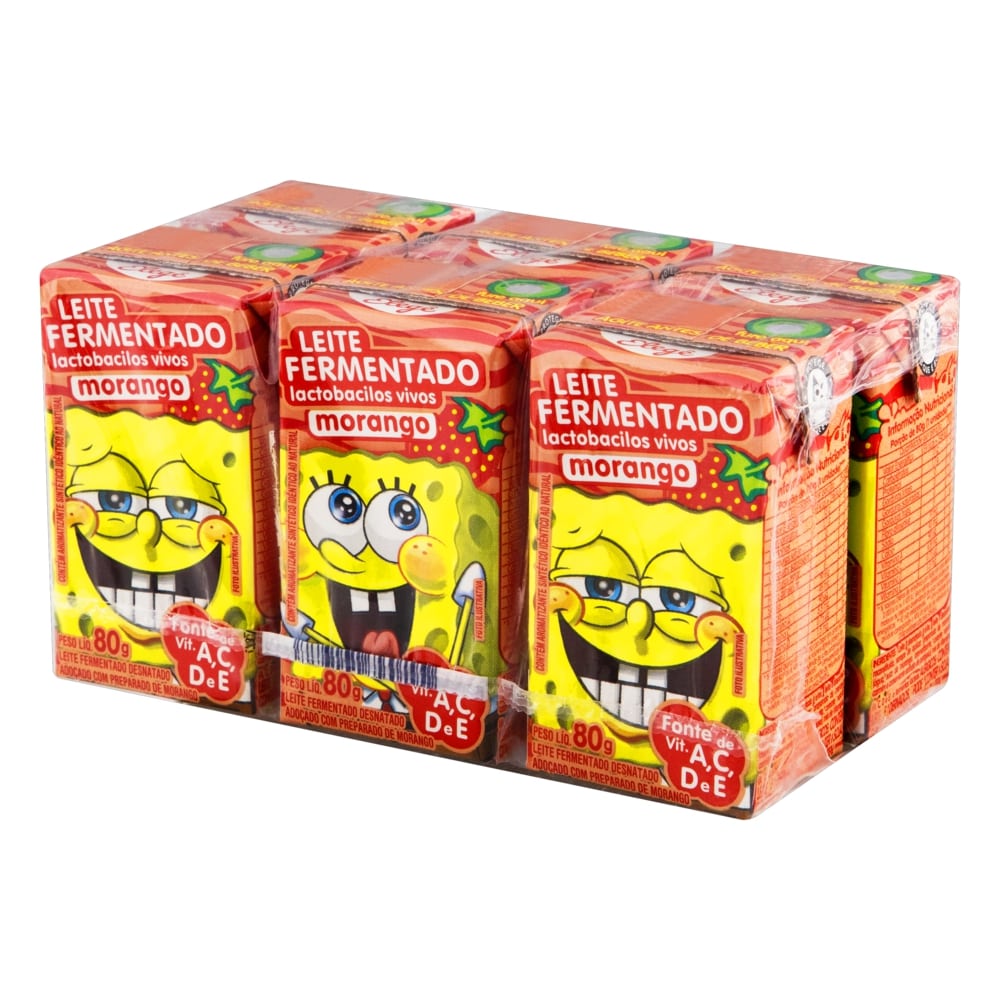 Leite Fermentado Bob Esponja 80g Com 6 Morango