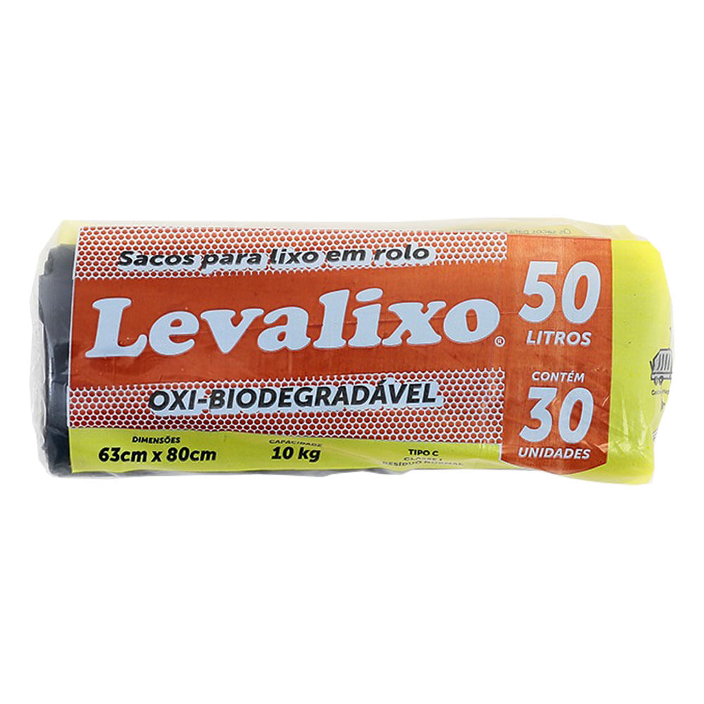 Saco Para Lixo Em Rolo Levalixo 50L