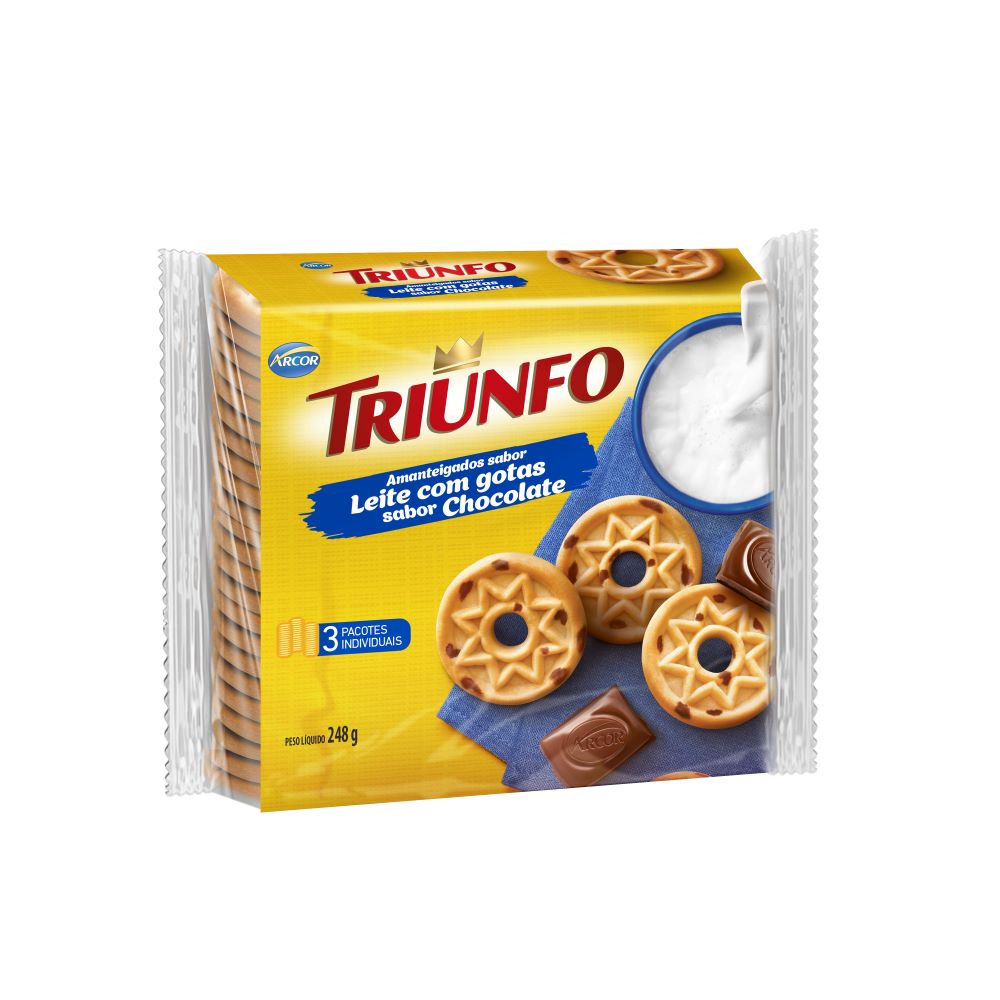 Biscoito Amantegado Triunfo Leite Gotas Chocolate 248g