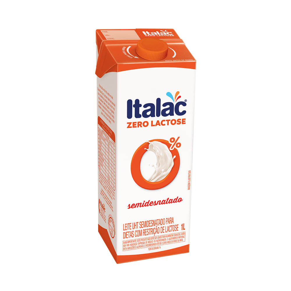 Leite Longa Vida Italac Sem Lactose Semi Desnat com Tampa 1l