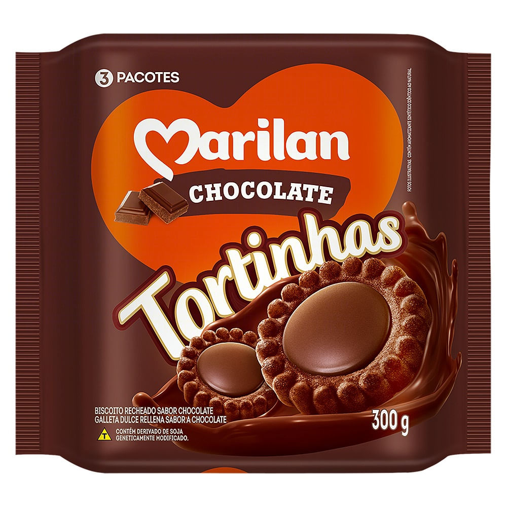 Biscoito Recheado Marilan Tortinha Chocolate 300g
