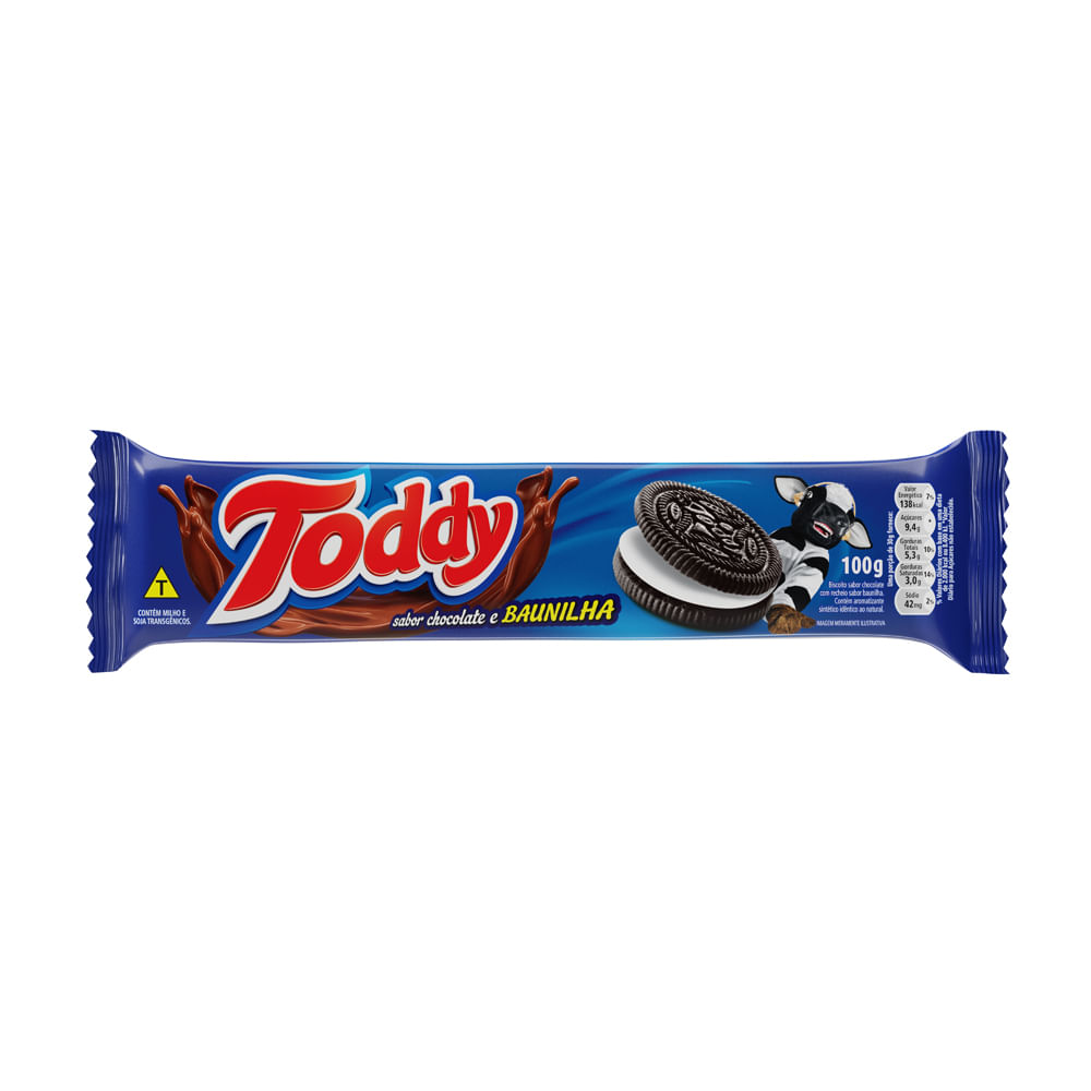 Biscoito Chocolate Recheio Baunilha Toddy Pacote 100G