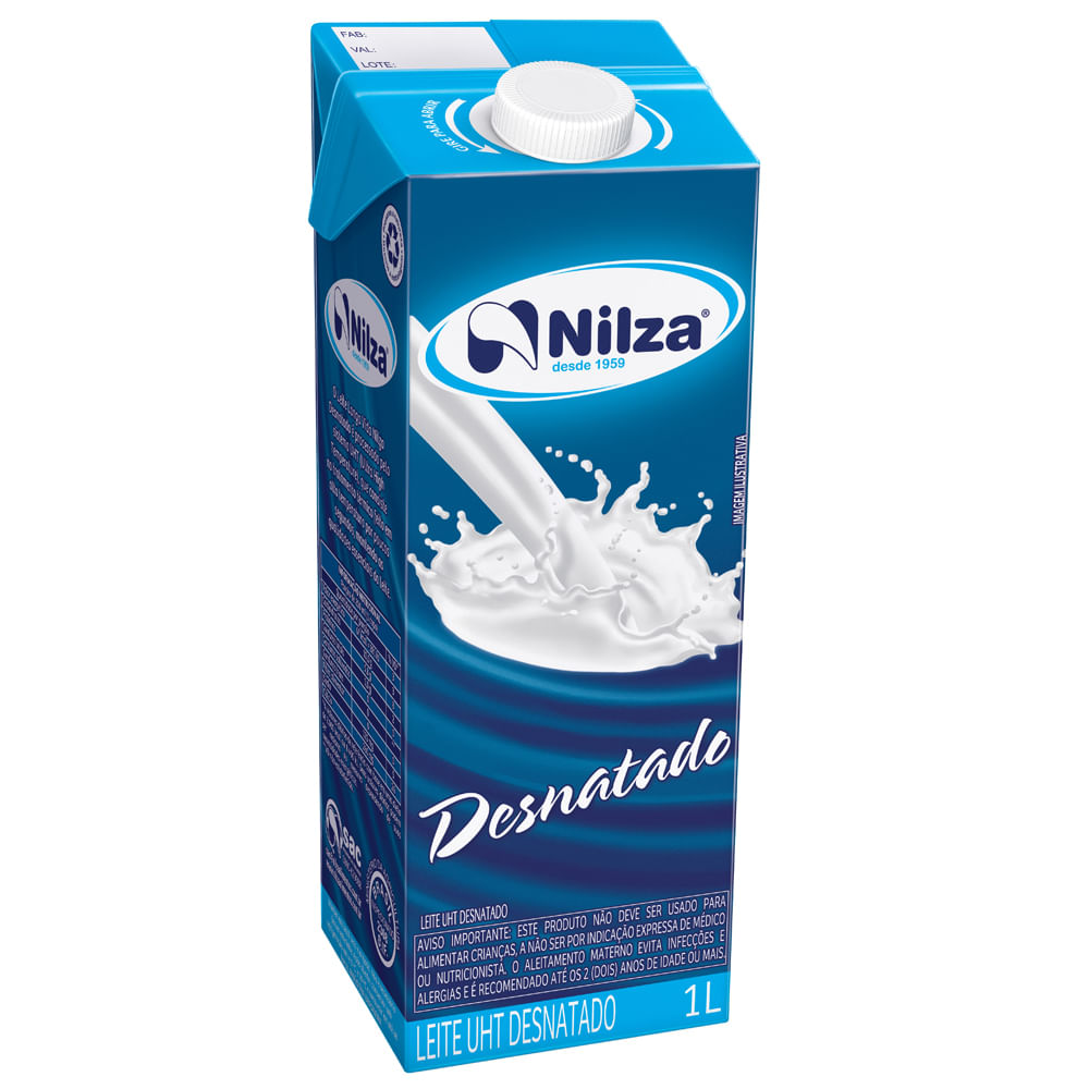 Leite Longa Vida Nilza com Tampa Desnatado 1l