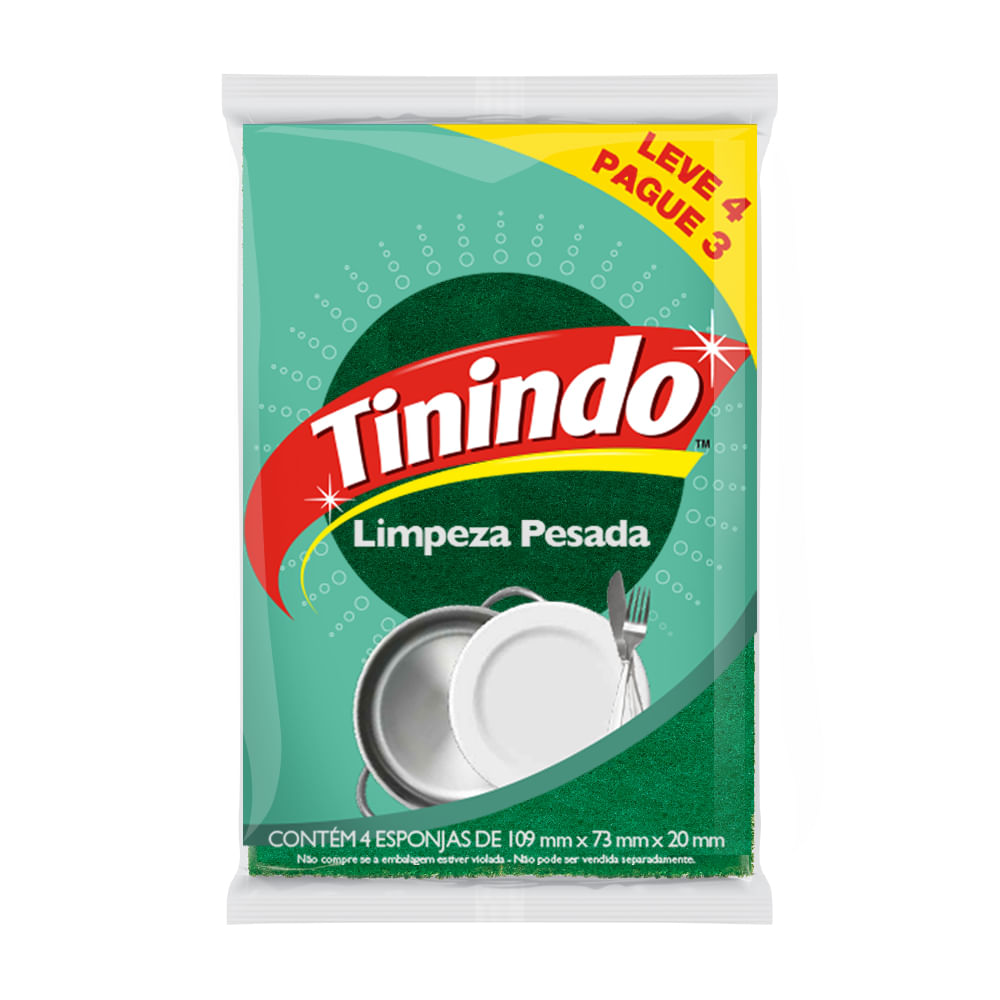 Esponja Multiuso Limpeza Pesada Tinindo Leve 4 Pague 3 un