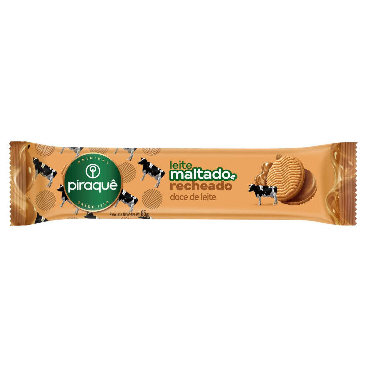 Biscoito Recheado Piraquê Leite Maltado Doce de Leite 85g