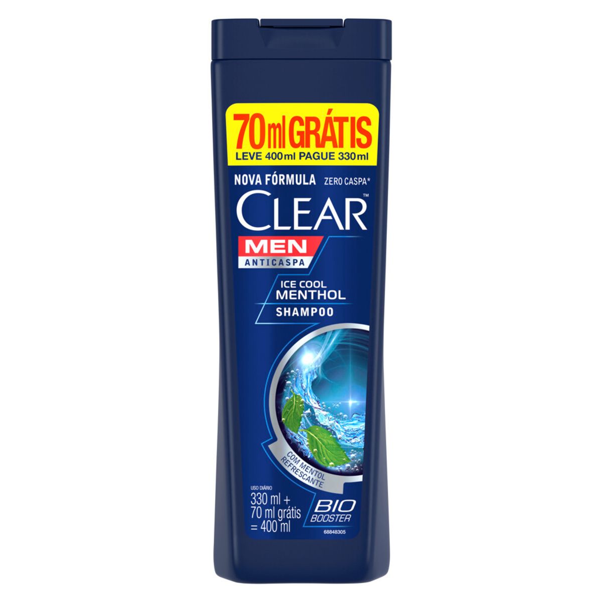 Shampoo Anticaspa Ice Cool Menthol Clear Men Frasco Leve 400