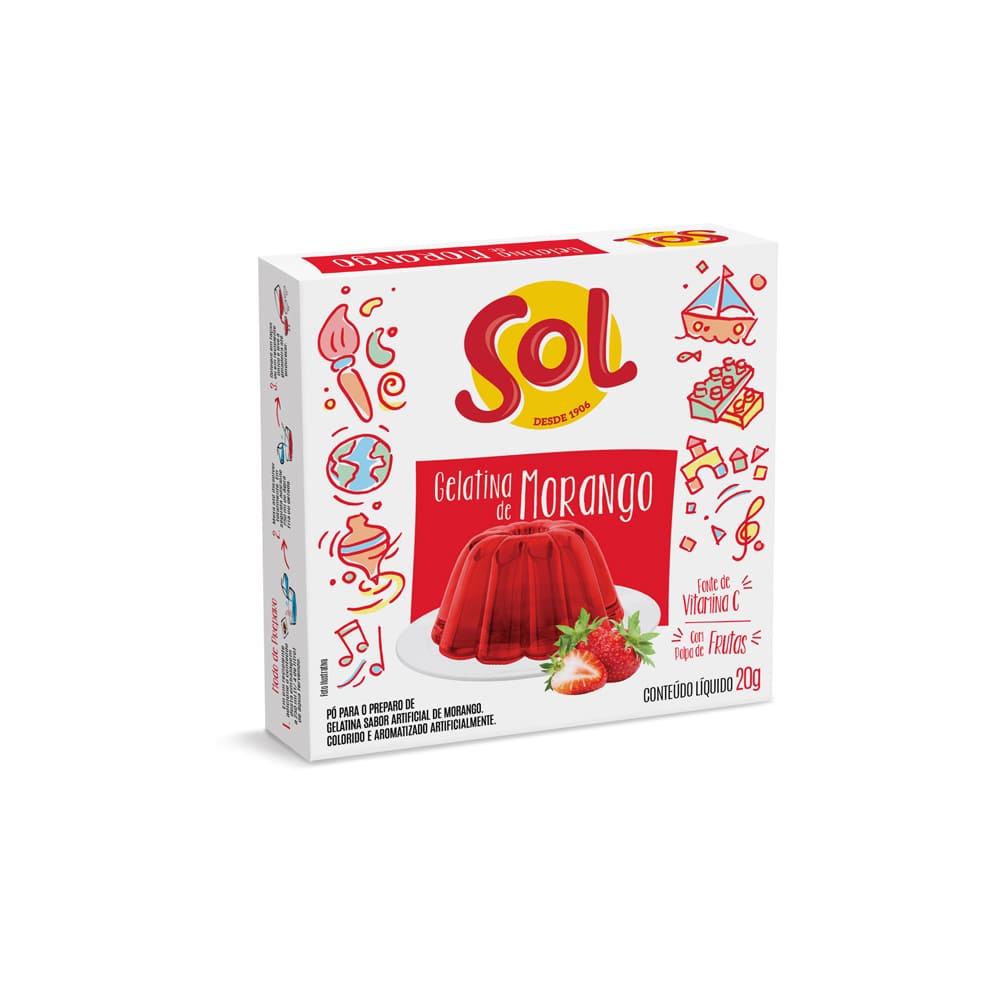Gelatina Sol Morango 20g