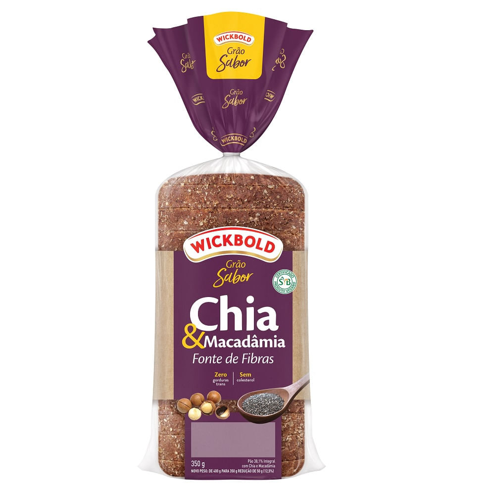 Pão Wickbold Grão Sabor 350g Chia e Macadâmia