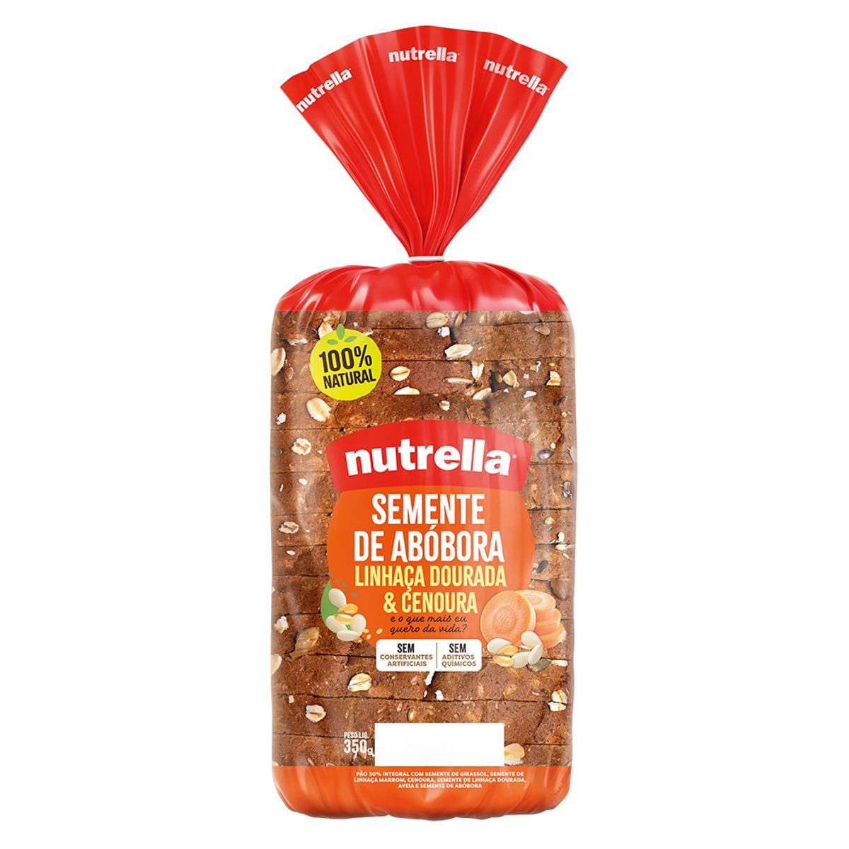 Pão Integral Semente de Abóbora, Linhaça Dourada & Cenoura N