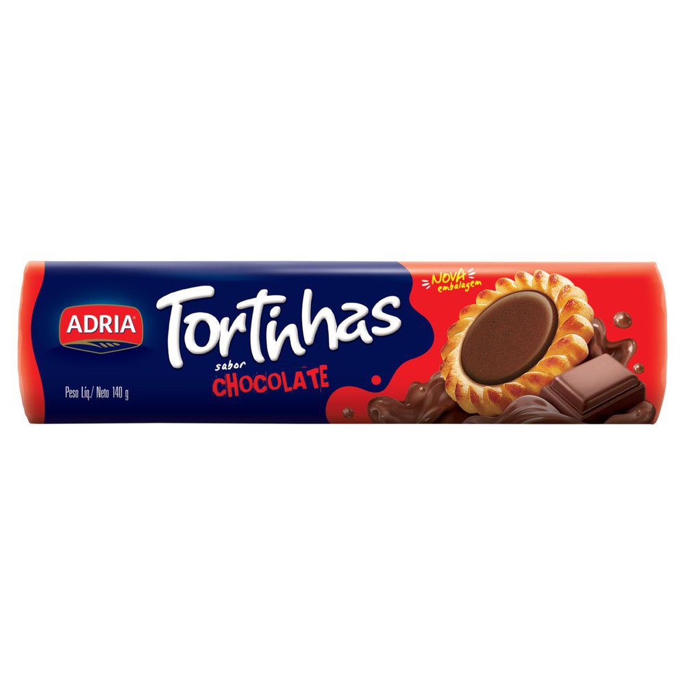 Biscoito Recheio Chocolate Adria Tortinhas Pacote 140g
