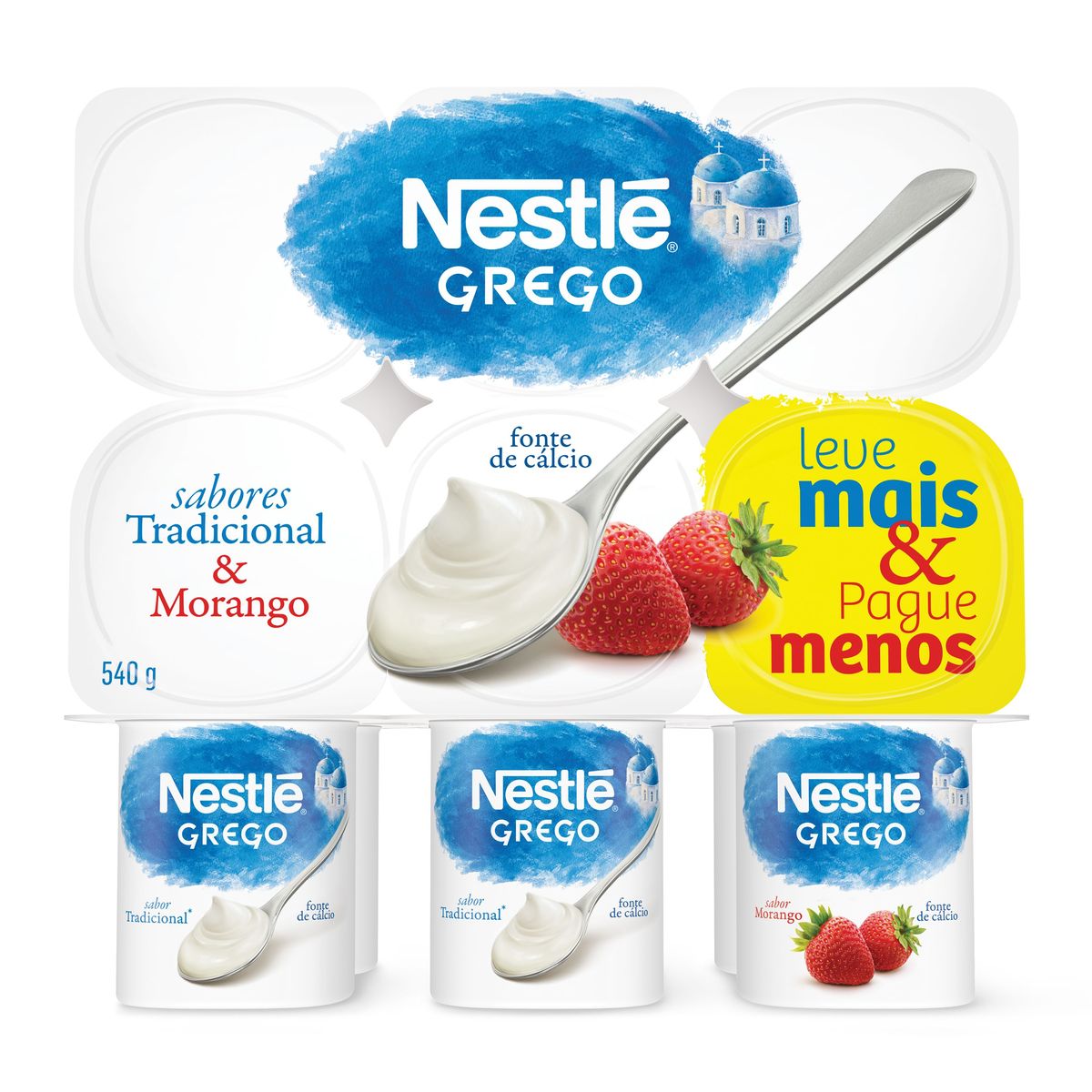 Iogurte Grego Nestlé Tradicional E Morango 540g
