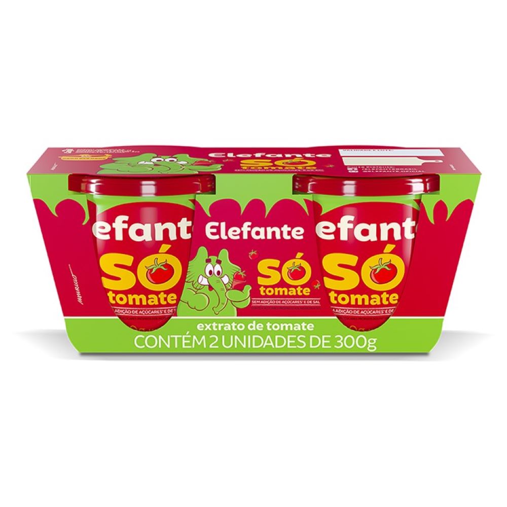 Extrato Tomate Elefante Só Tomate 300g Com 2 Unidades