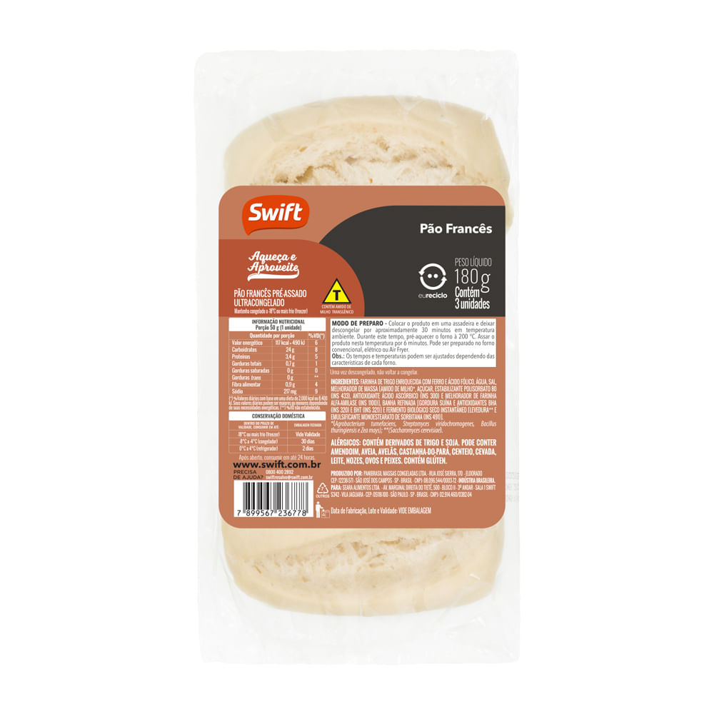 Pão Francês Swift 180g Congelado