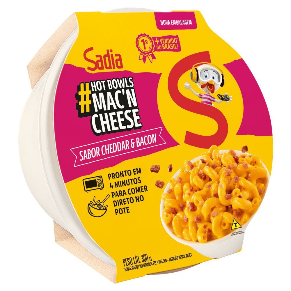 Mac'n Cheese Cheddar&Bacon Sadia Pote 300G