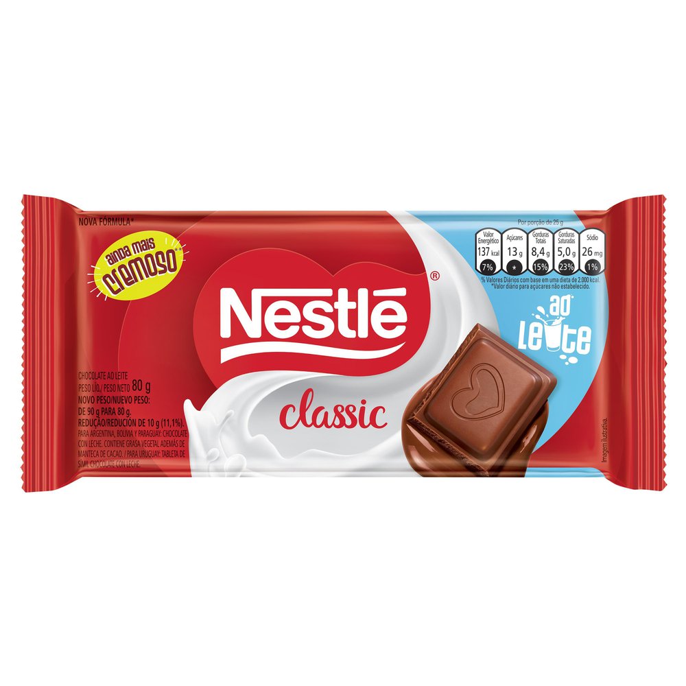 Chocolate Nestlé Classic Ao Leite Tablete 80g