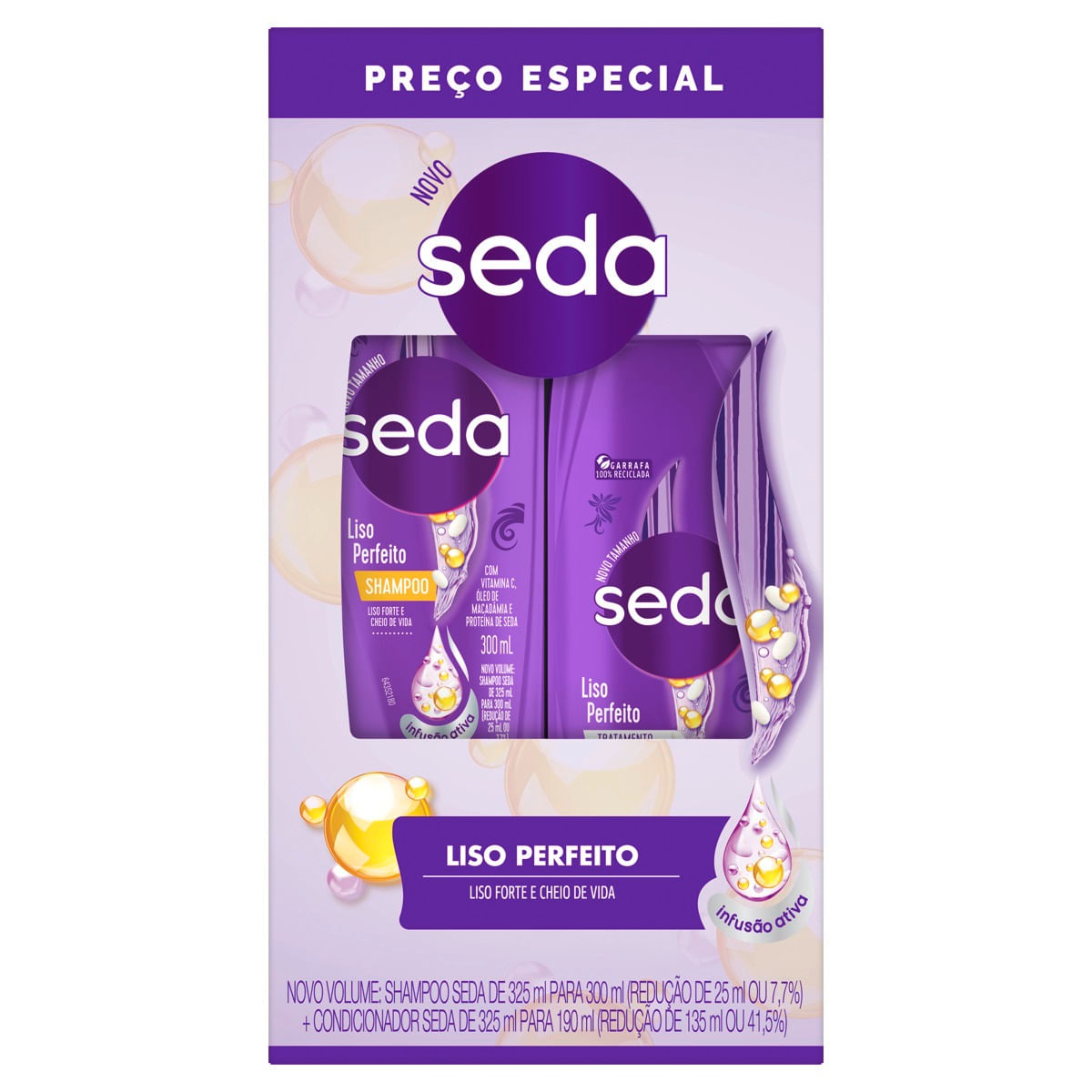 Shampoo 300ml E Condicionador 190ml Seda Liso Perfeito