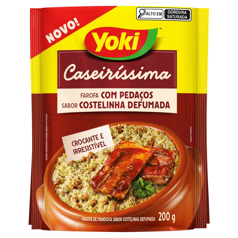 Farofa Pronta Caseiríssima Yoki 200g Pedaços Costelinha Defumada