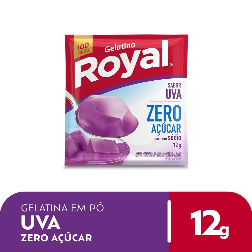 Gelatina em pó Royal Zero Açúcar Uva 12g