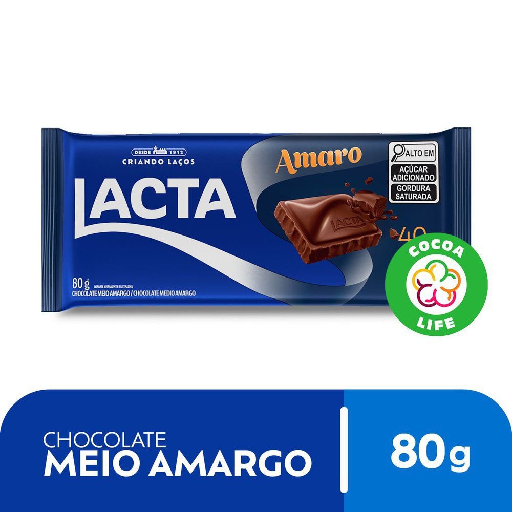 Chocolate Lacta Amaro 40% Cacau 80g Tablete