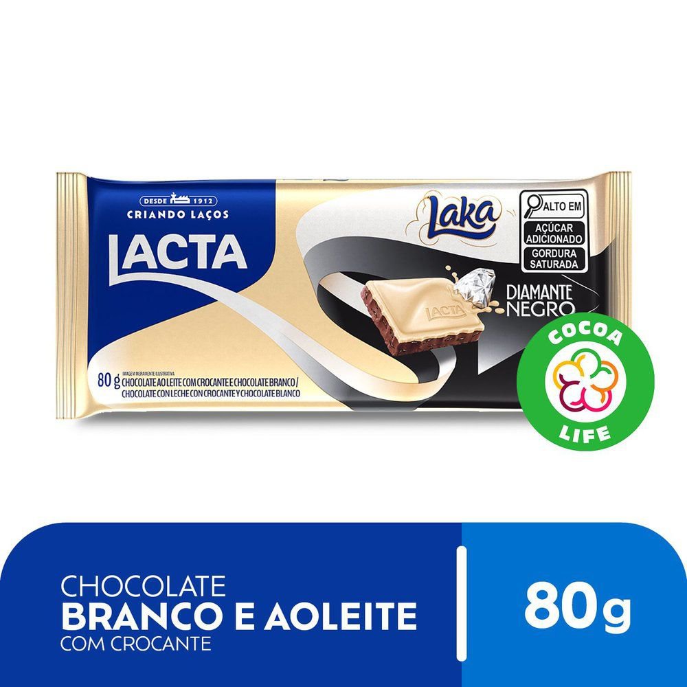 Chocolate branco e ao leite Diamante Negro Laka 80g