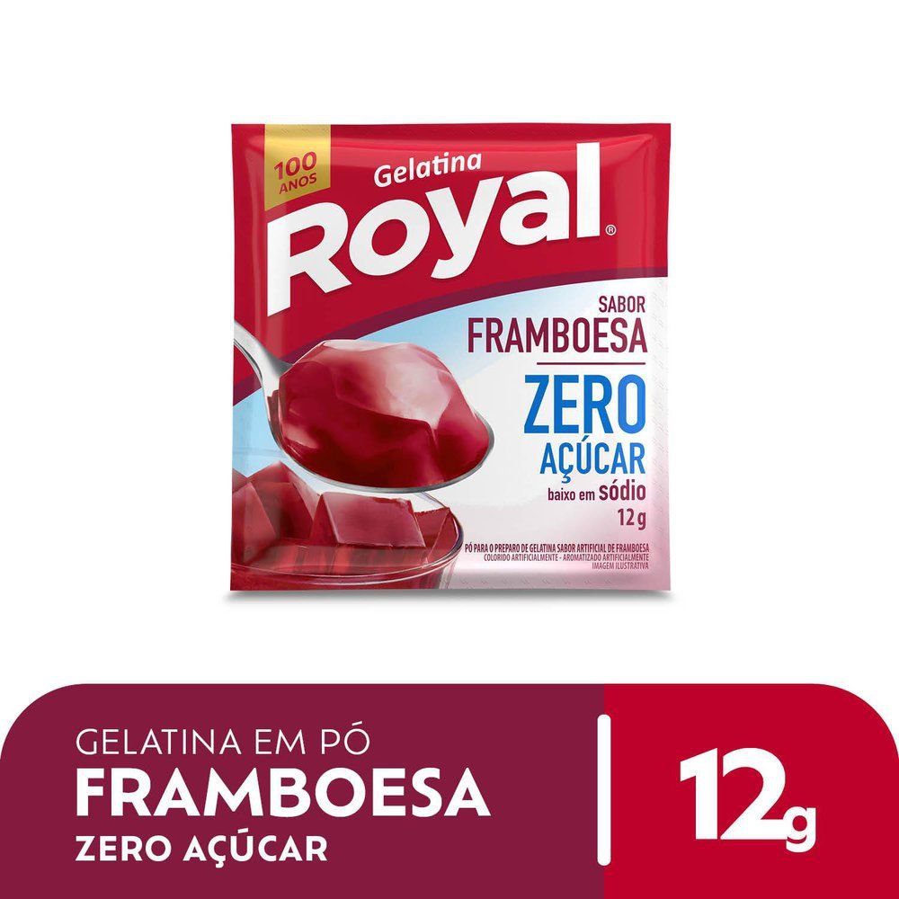 Gelatina em pó Royal Zero Açúcar Framboesa 12g