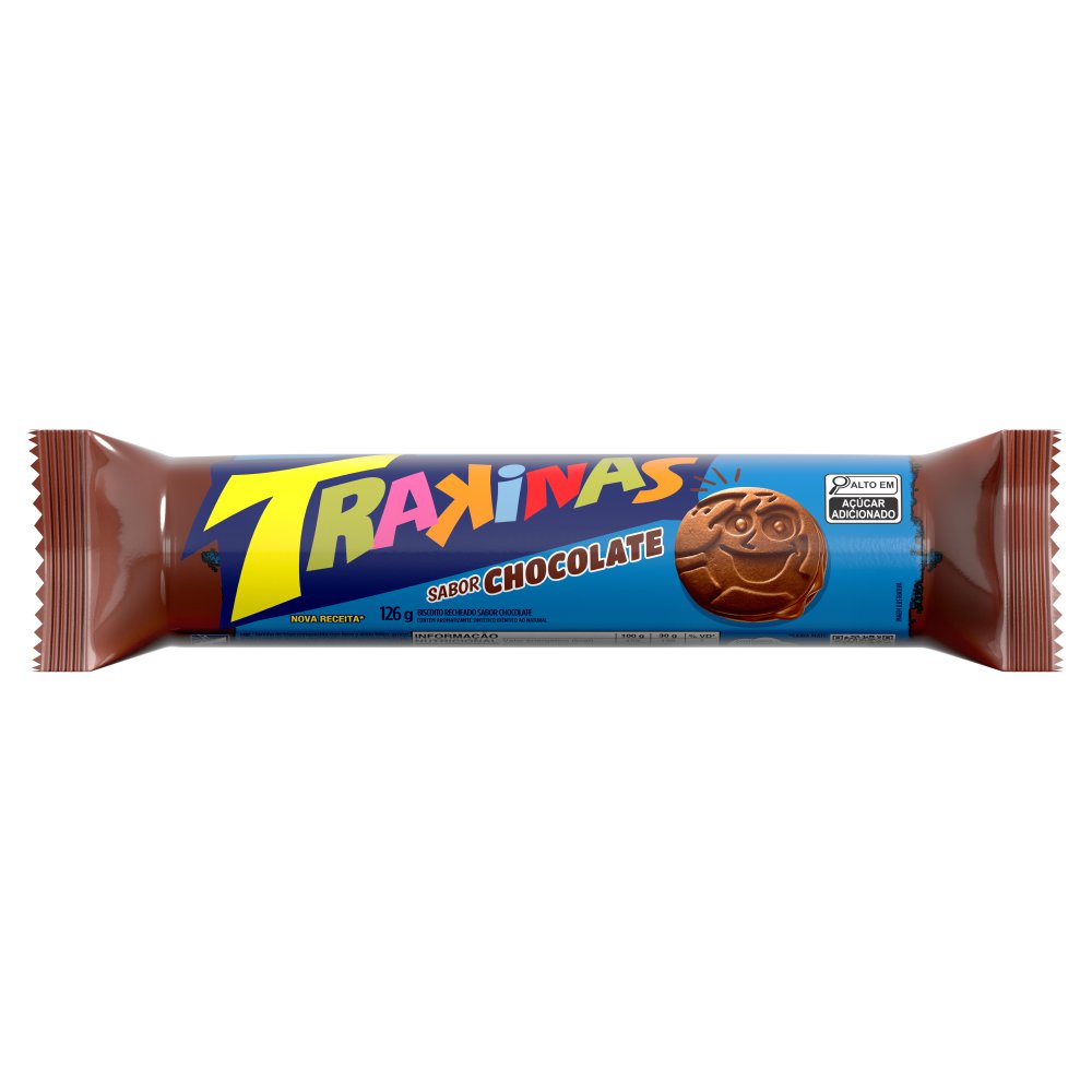 Biscoito Recheado Trakinas Chocolate 126g