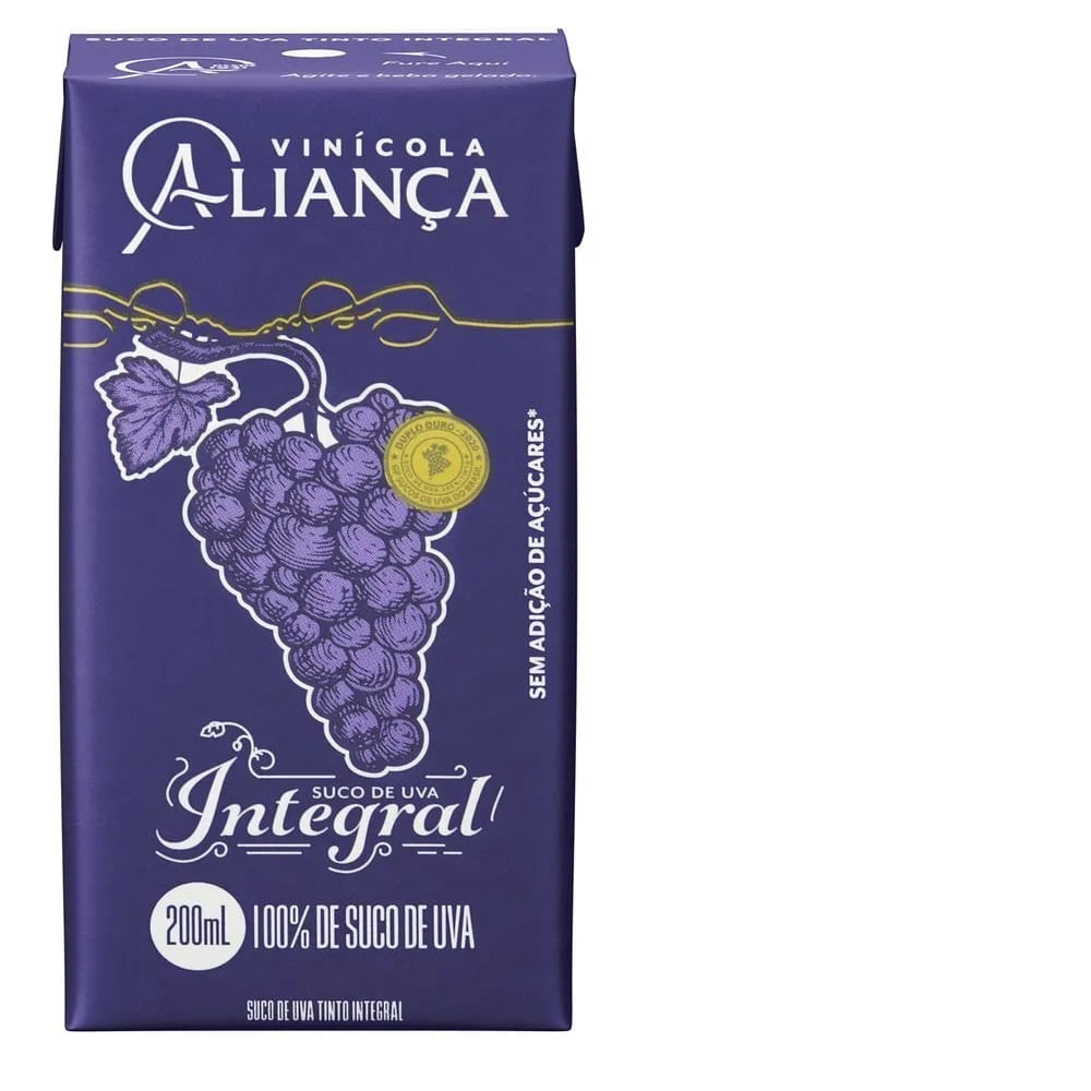 Suco Aliança Integral Uva Tinto 200ml TP