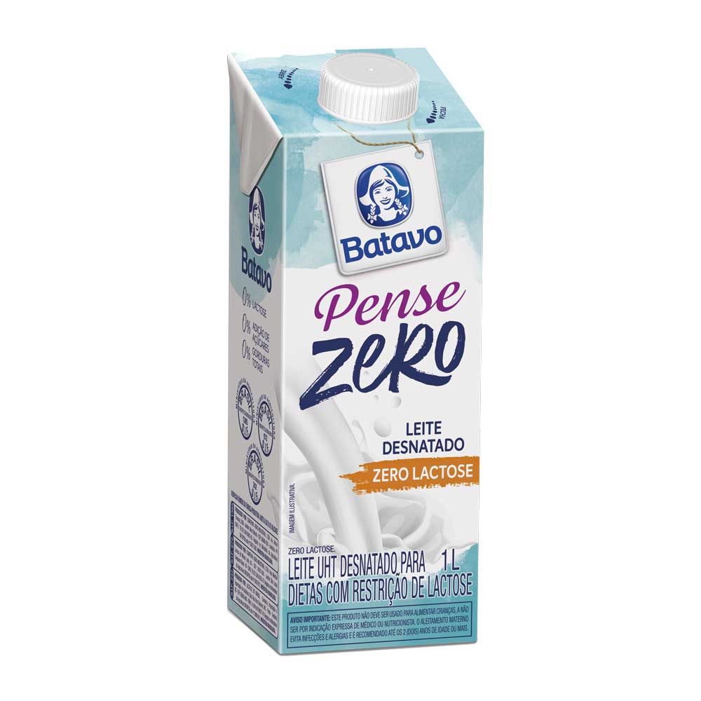 Leite Batavo Pense Zero Desnatado Zero Lactose 1L