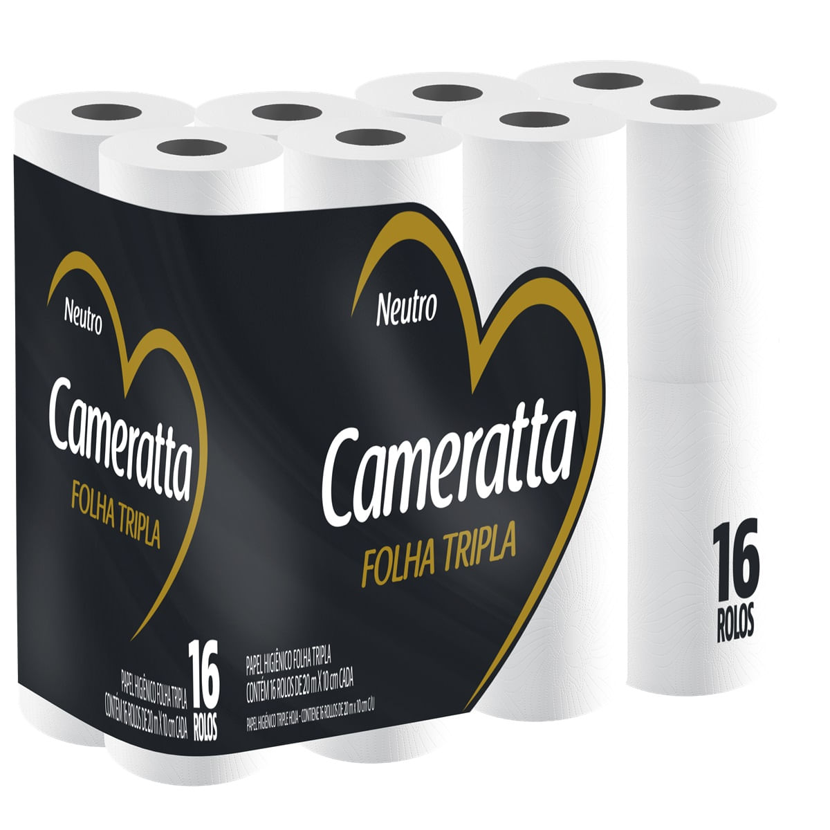 Papel Higiênico Folha Tripla Cameratta 20m com 16 rolos