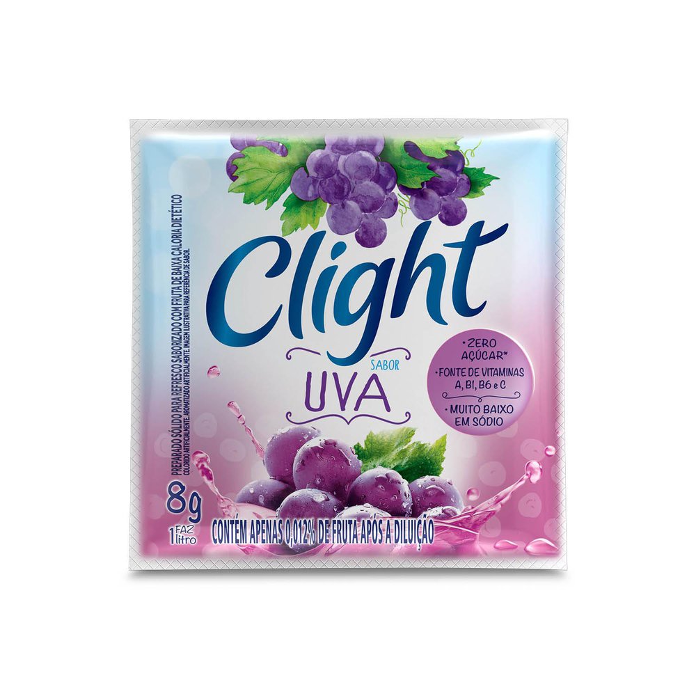 Refresco em pó Clight Sem Açúcar Uva 8g