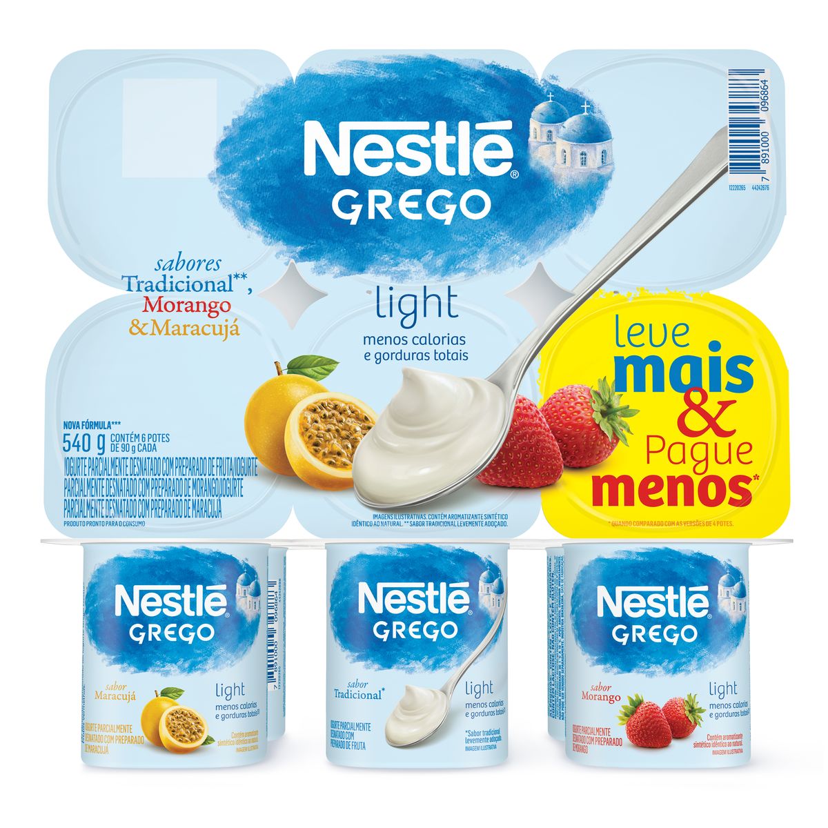 Iogurte Grego Nestlé Light 3 Sabores 540g