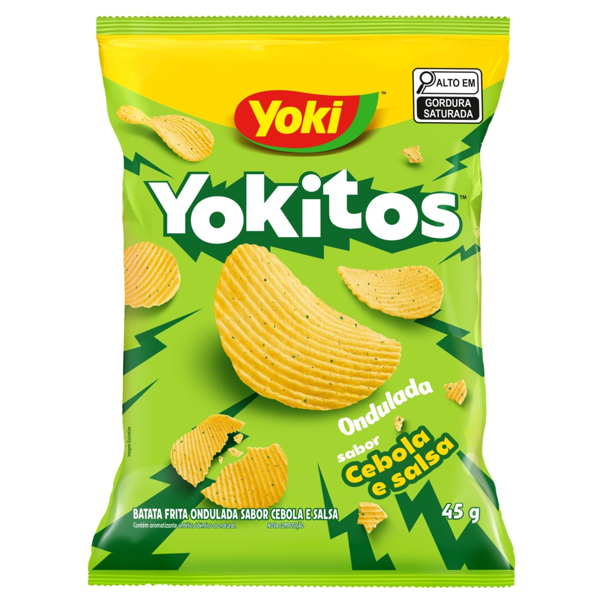 Salgadinho Batata Yokitos 45g Ondulada Cebola Salsa