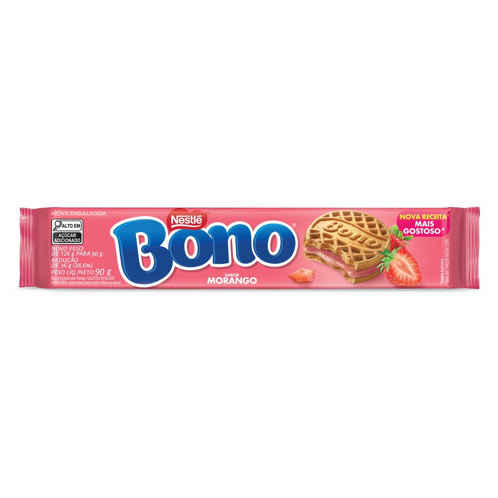 Biscoito Recheado Nestlé Bono Morango 90g