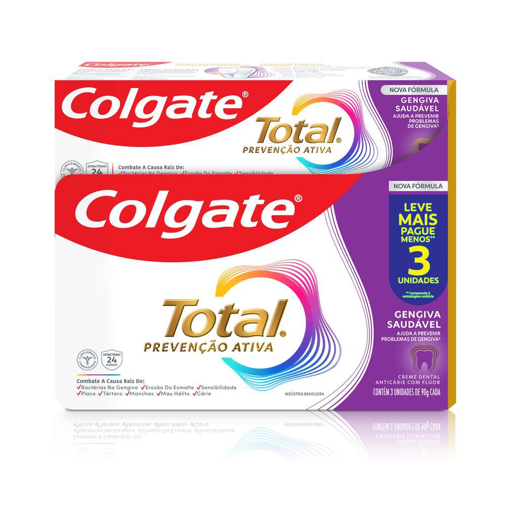 Creme Dental Colgate T12 90g Com 3 Pr Esp Gengiva Reforçada