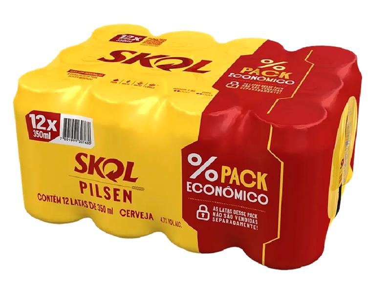 Cerveja Skol Pilsen Lata 350ml Pack C/12