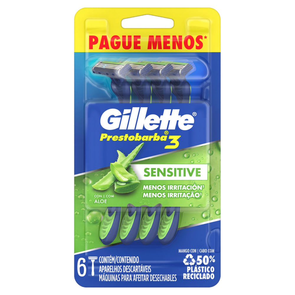 Aparelho de barbear Gillette Mach3 Sensitive com 6 unidades
