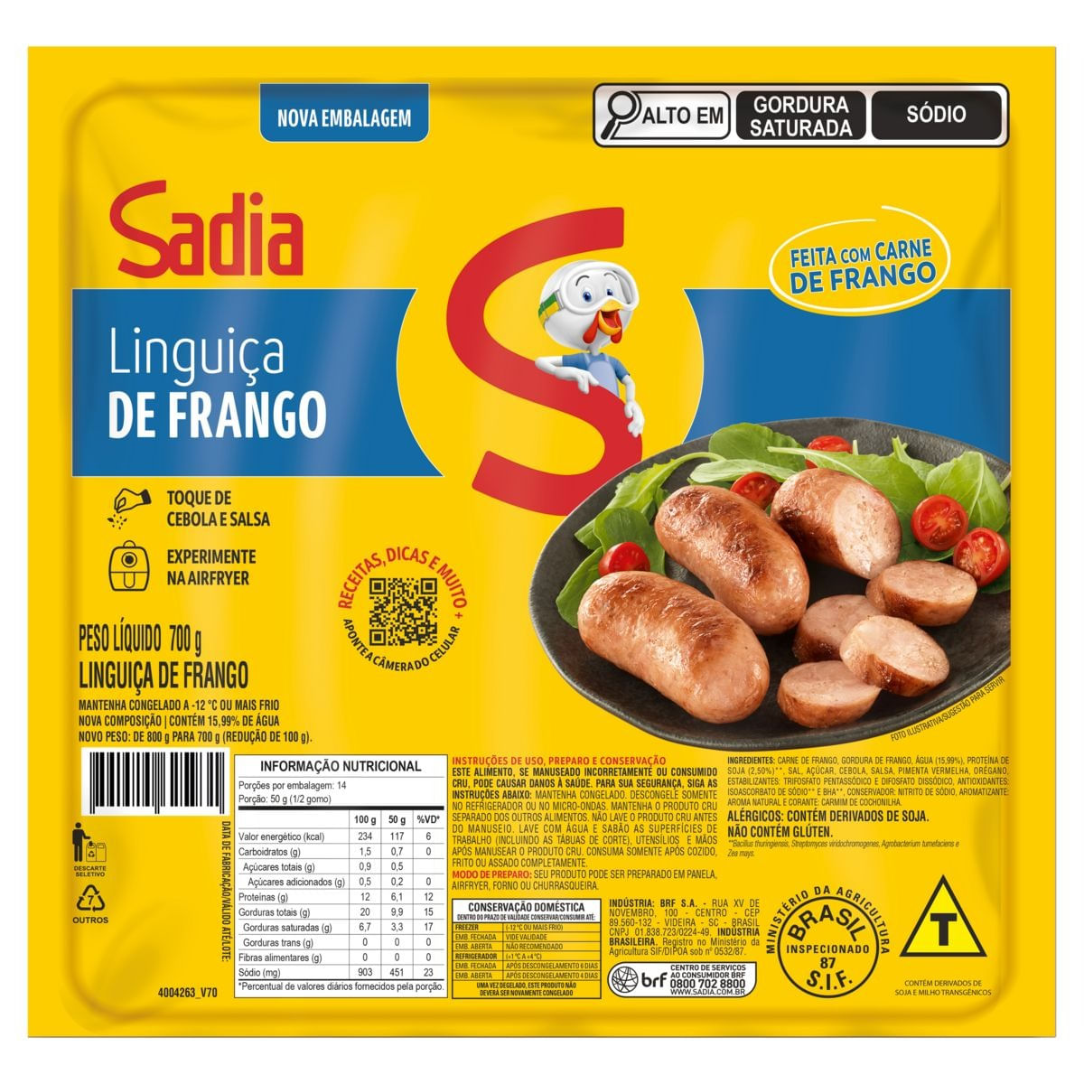 Linguiça de frango Sadia 700g