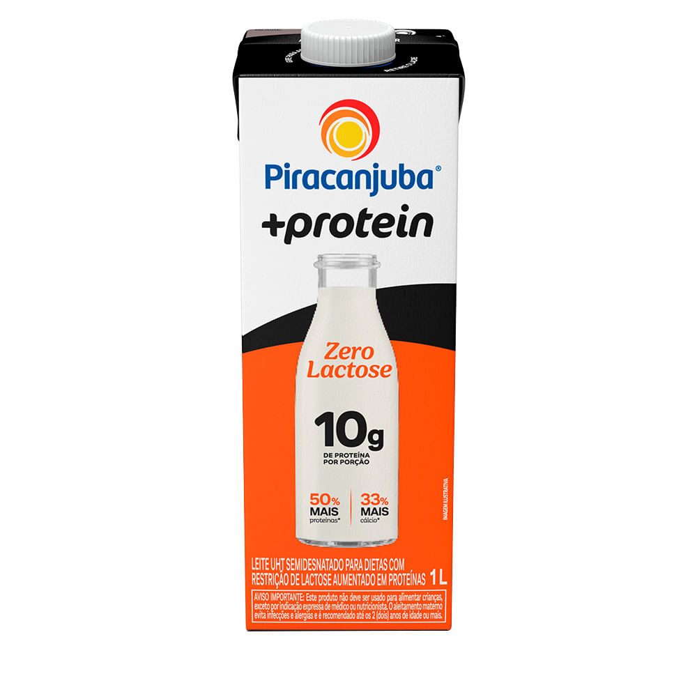 Leite UHT + Protein Piracanjuba Semi Desnatado Zero Lactose 1L