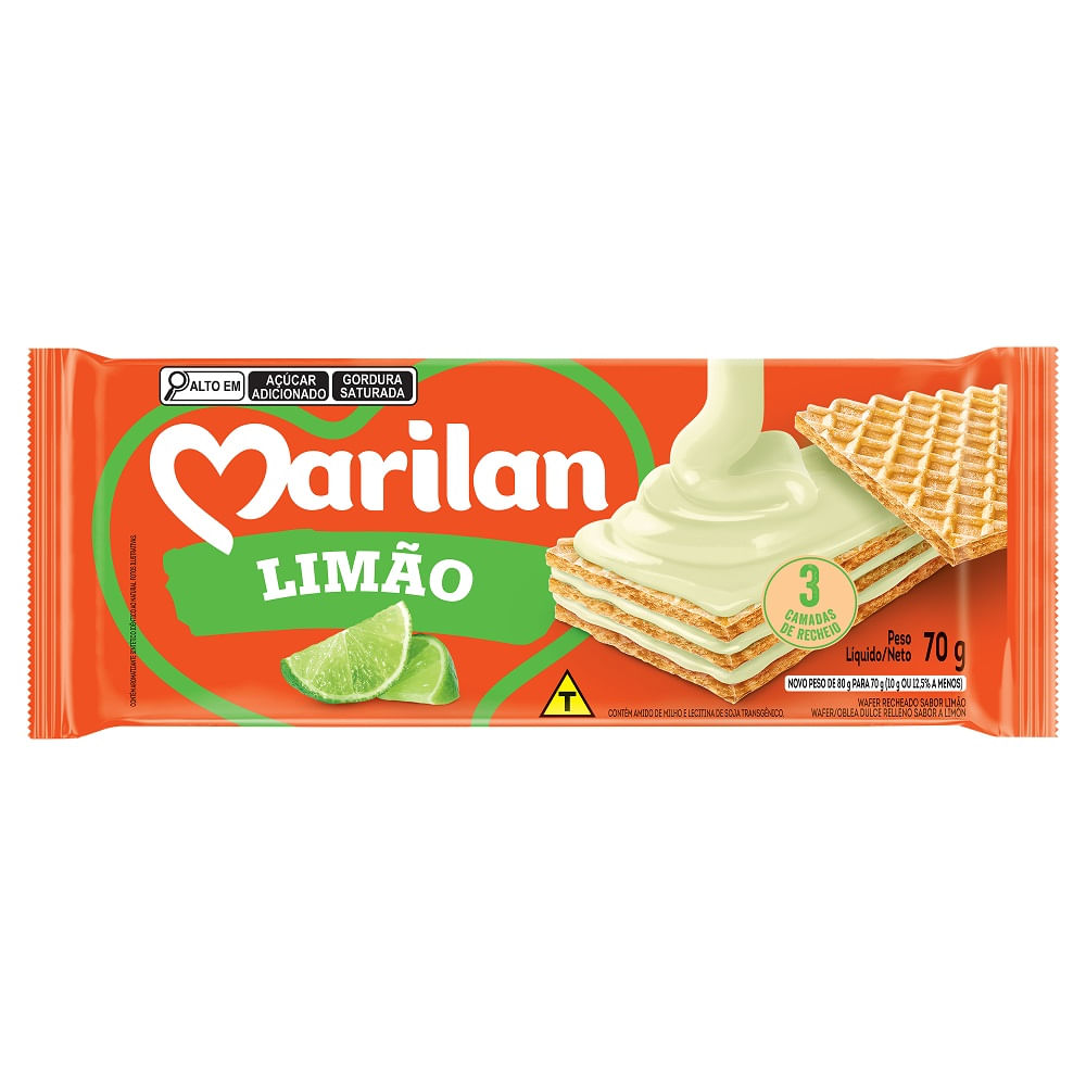 Biscoito Wafer Marilan Limão 70g