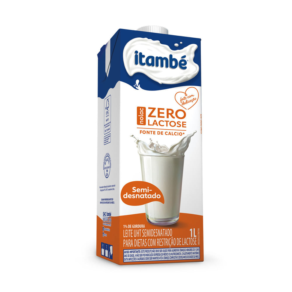 Leite Longa Vida Itambê Nolac Sem Lactose Semi Desnatado 1l