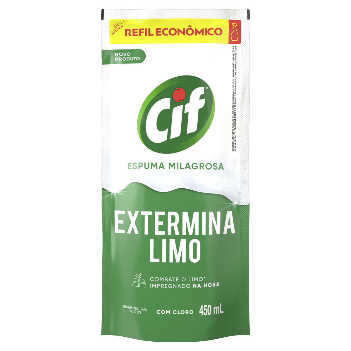 Limpador Banheiro Cif Extermina Limo Com Cloro 450ml Refil